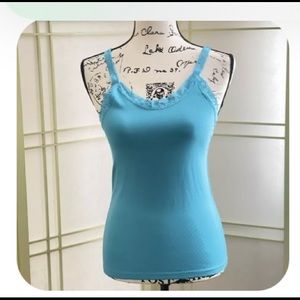 Emme Jordan Women’s Turquoise Tank Top With Sexy Lace Size S/M Sleeveless